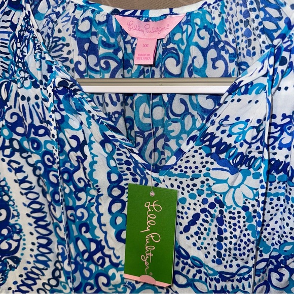 Lilly Pulitzer Womens Top Blue & White Willa Long Sleeve Midnight Blues NWT - XS - Picture 6 of 8